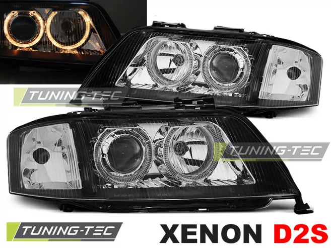 XENON HEADLIGHTS ANGEL EYES BLACK fits AUDI A6 05.97-09.99  