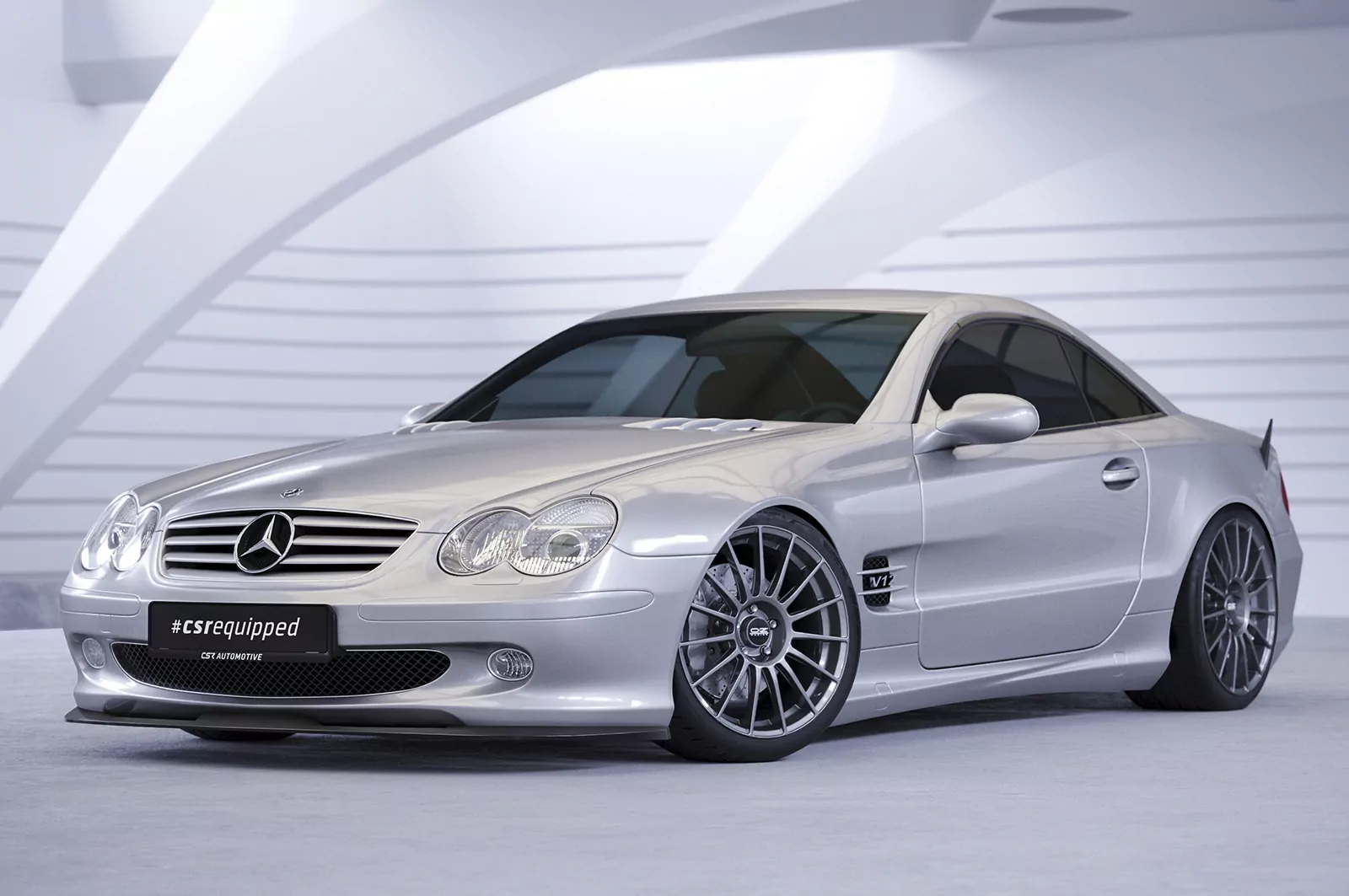 Cup-Spoilerlippe mit ABE für Mercedes Benz SL-Klasse R230 CSL427 Strukturiert (schwarz matt)