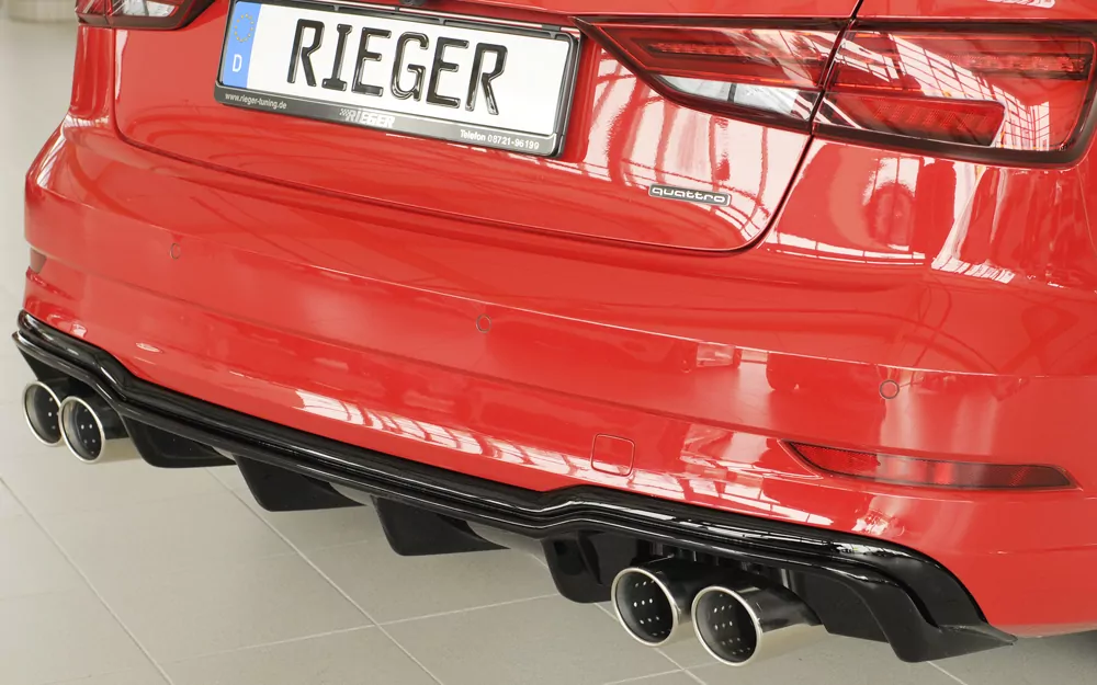 Rieger Heckeinsatz für Audi A3 (8V) - 3-tür. (Cabrio 8V7) 09.16- (ab Facelift) schwarz glanz
