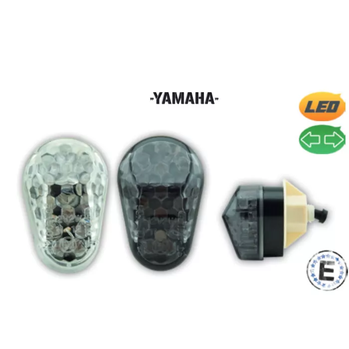 LED-Verkleidungsblinker "Yamaha" | getönt | Paar Maße: 40x25x20mm | mit Distanzhülse | E-geprüft