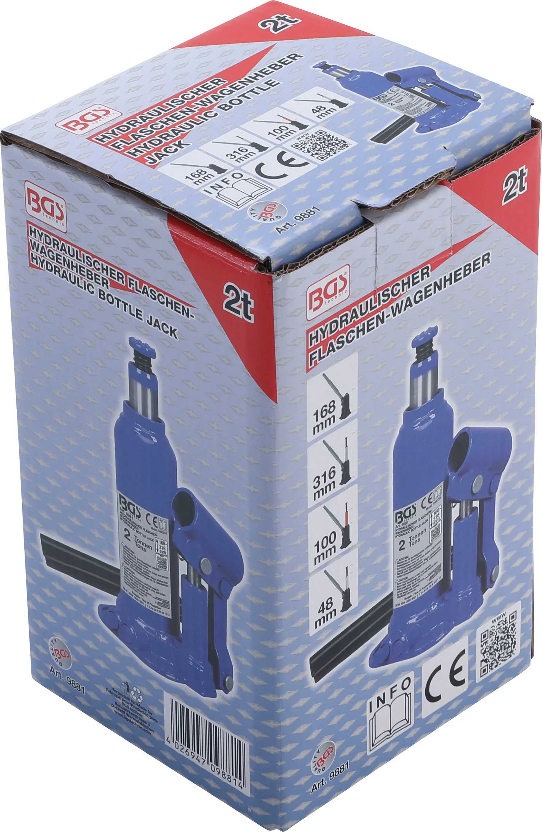 Hydraulischer Flaschen-Wagenheber | 2 t