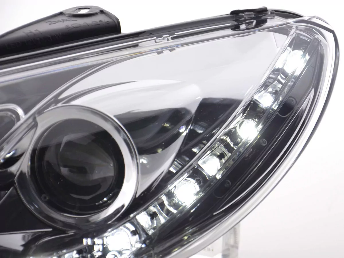 Scheinwerfer Set Daylight LED Tagfahrlicht Peugeot 206 Typ S16 Bj. 98- chrom