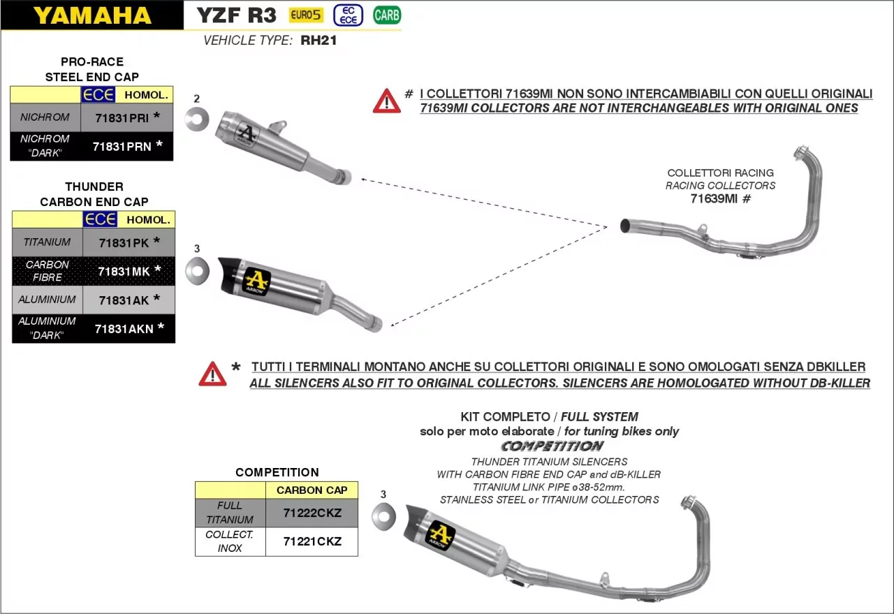 Arrow Pro Racing Edelstahl Yamaha MT-03/YZF-R3/YZF-R 25 -19