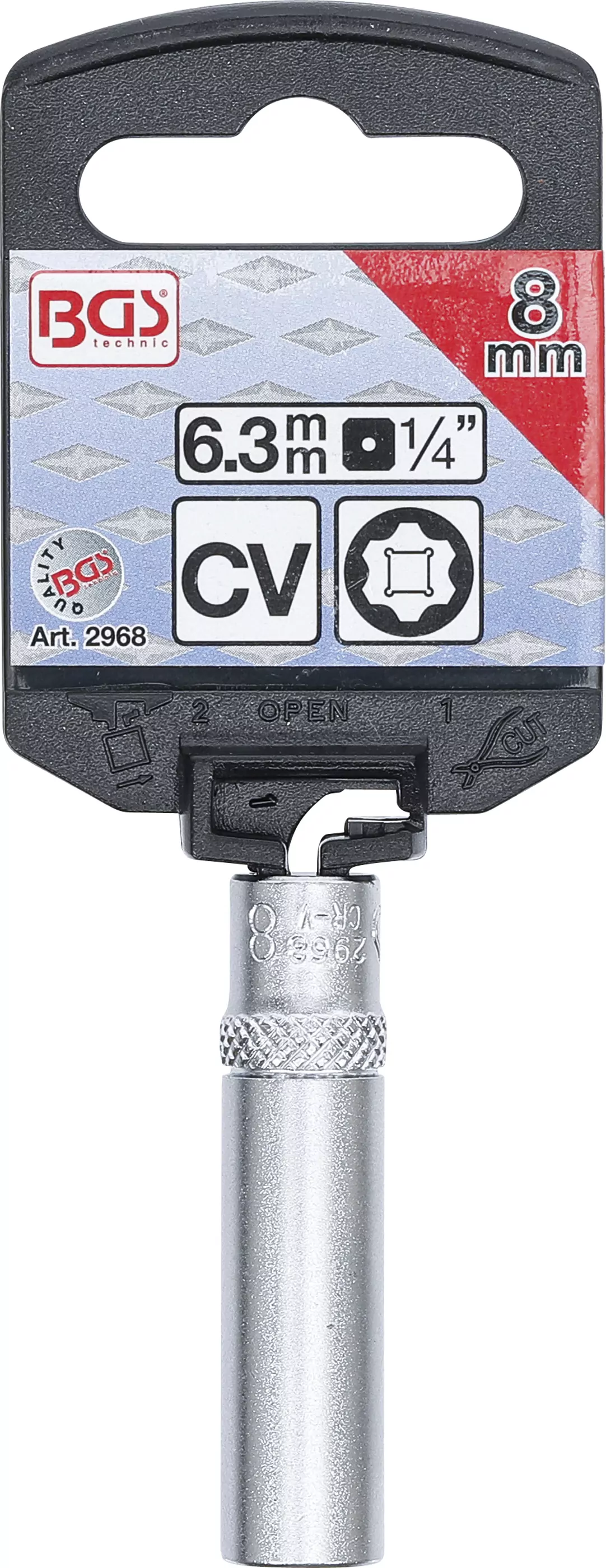 Steckschlüssel-Einsatz Super Lock, tief | Antrieb Innenvierkant 6,3 mm (1/4") | SW 8 mm