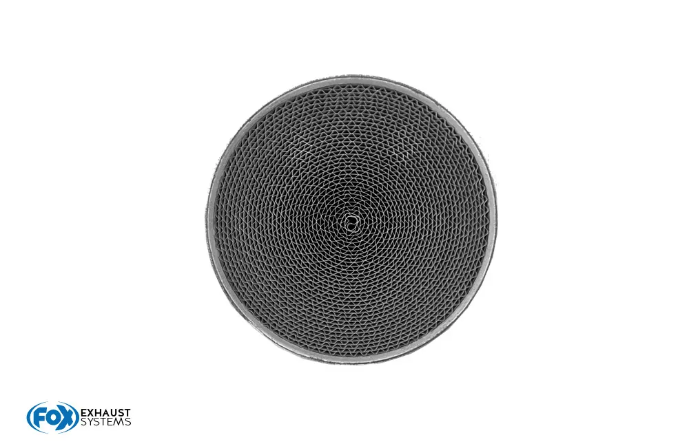 Uni-Metallkat - 200 Zellen - Material: 1.4812  Länge: 230mm/ Anschluss: 62mm  - poliert mit FOX Made in Germany Prägung (ohne Gutachten (laut StVo nicht zugelassen))