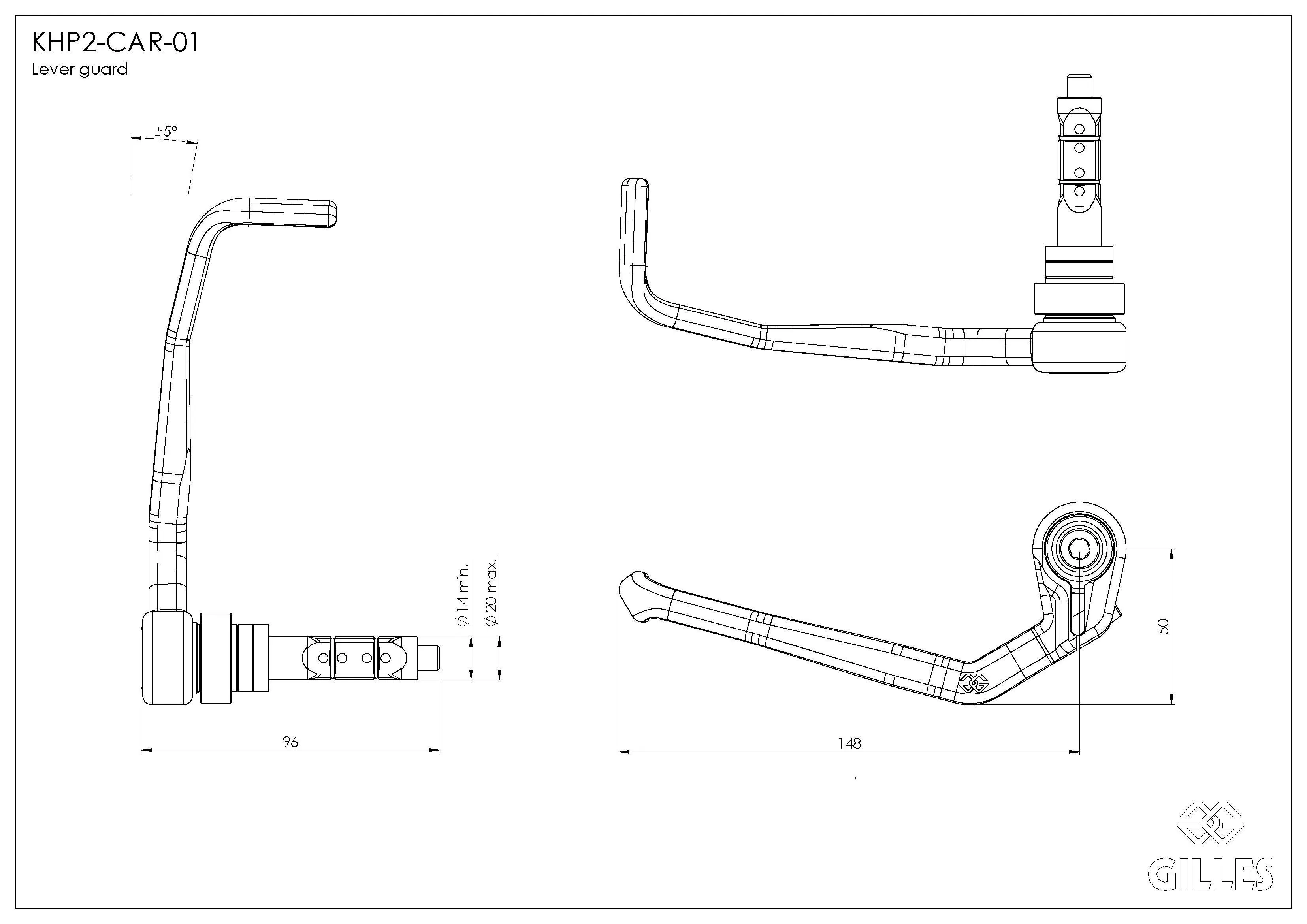 Gilles Tooling Kupplungshebelprotektor KHP2-CAR-01 in Carbon
