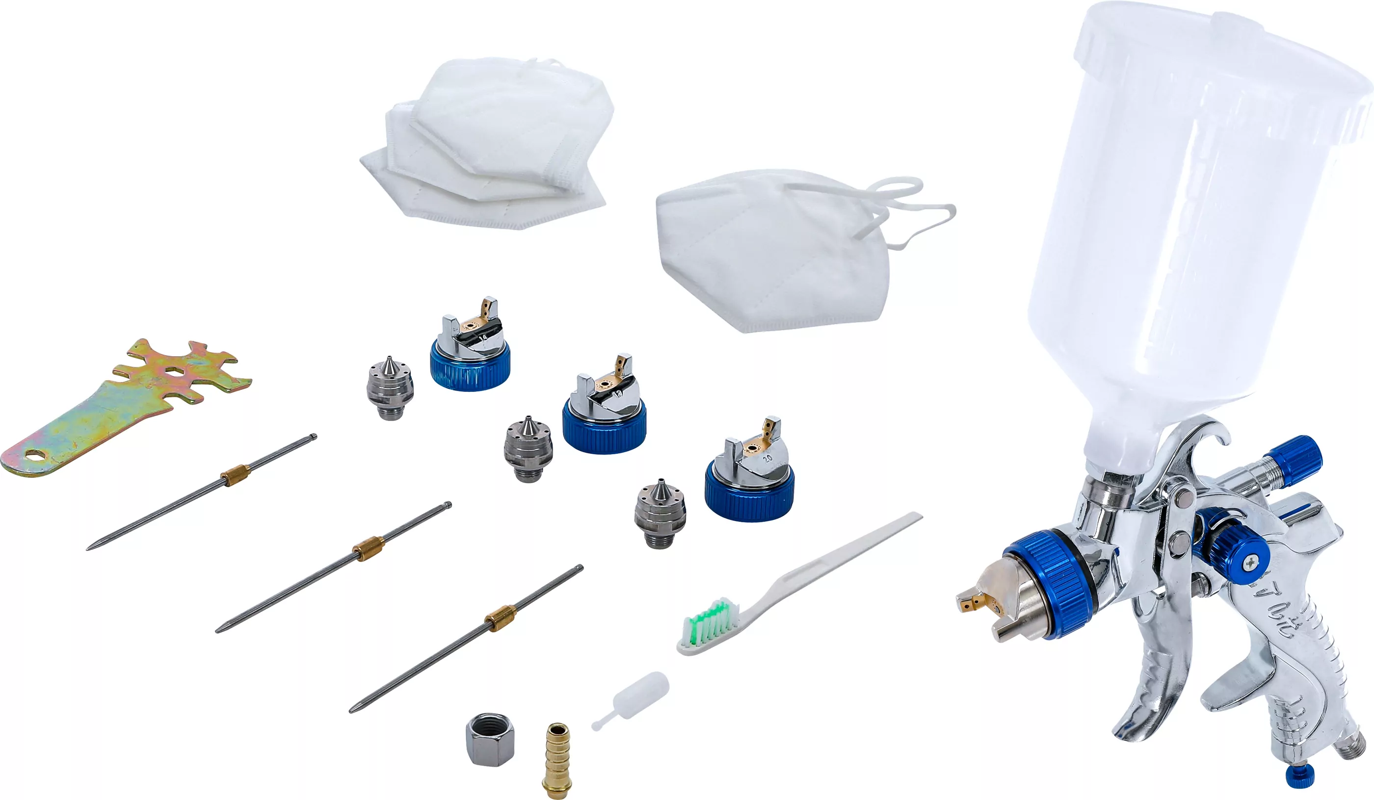 Druckluft-Farbsprühpistole | mit 3 Sprühdüsen | 1,2 - 1,7 - 2,0 mm