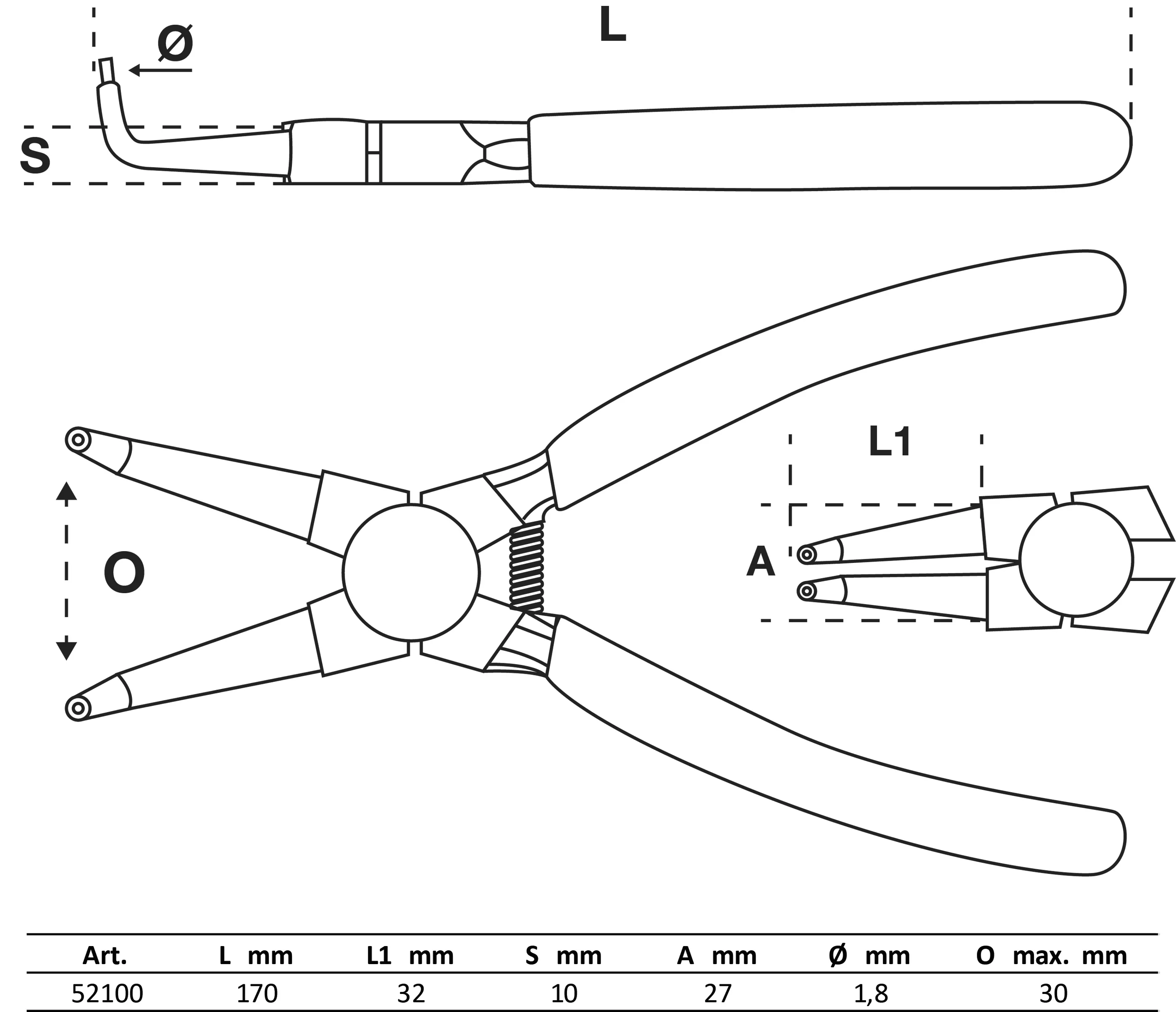 Sprengringzangen-Satz | 175 mm | 4-tlg.