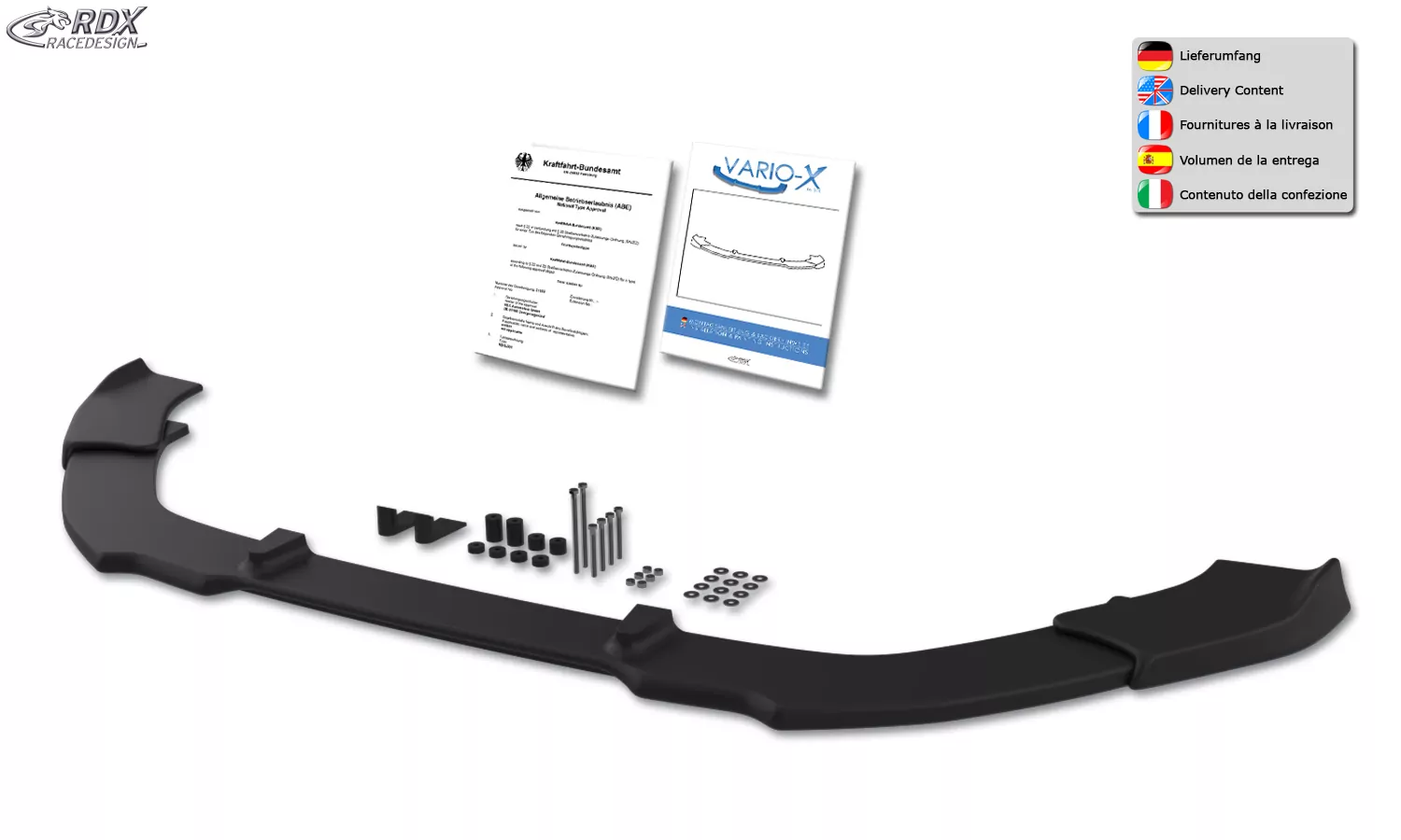 RDX Frontspoiler VARIO-X für FORD S-Max (2015-2019) Frontlippe Front Ansatz Vorne Spoilerlippe