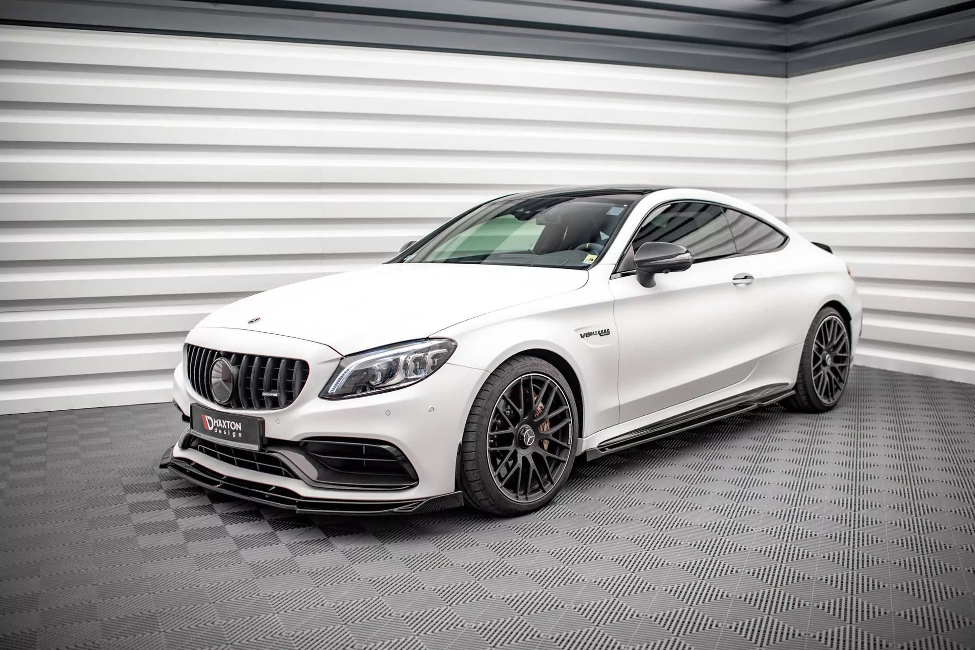 Seitenschweller Ansatz Für V.2 Für Mercedes-AMG C 63 AMG Coupe C205 Facelift Schwarz Hochglanz