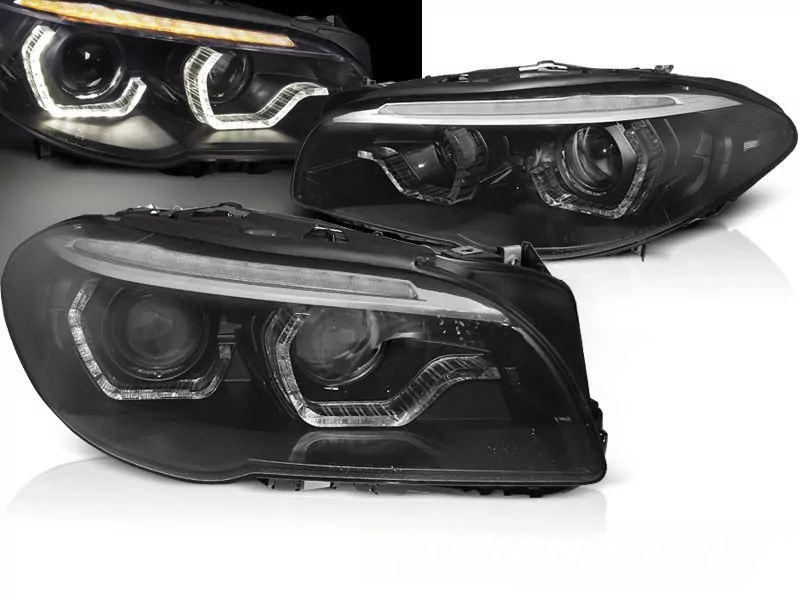 Xenon Headlights Angel Eyes Led Drl Black Seq Fits Bmw F10/f11 Lci 13-16