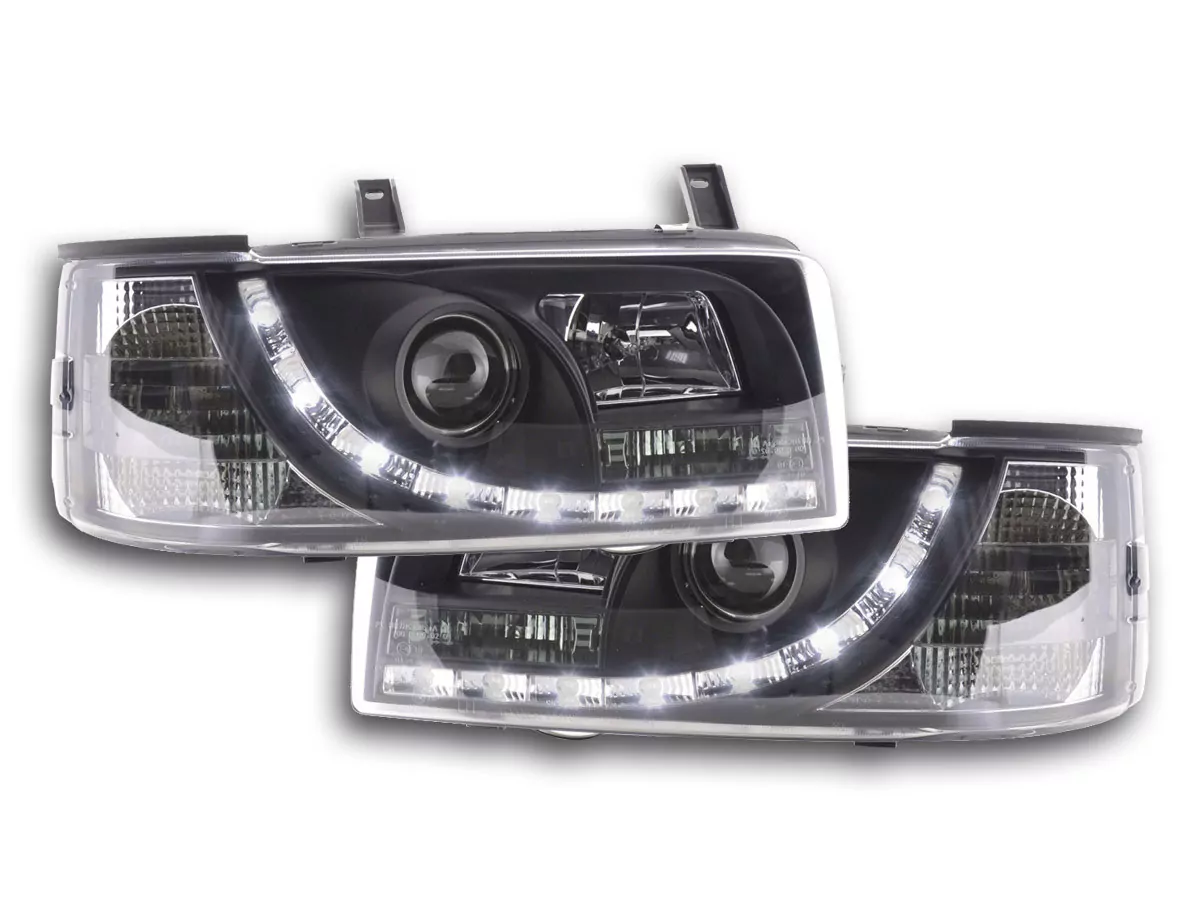 Scheinwerfer Set Daylight LED TFL-Optik VW Bus Typ T4 Bj. 90-03 schwarz