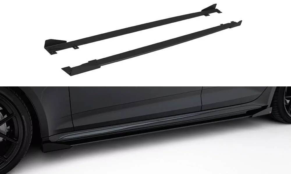 Street Pro Seitenschweller Ansatz Für + Flaps Audi RS5 Sportback F5 Schwarz Hochglanz