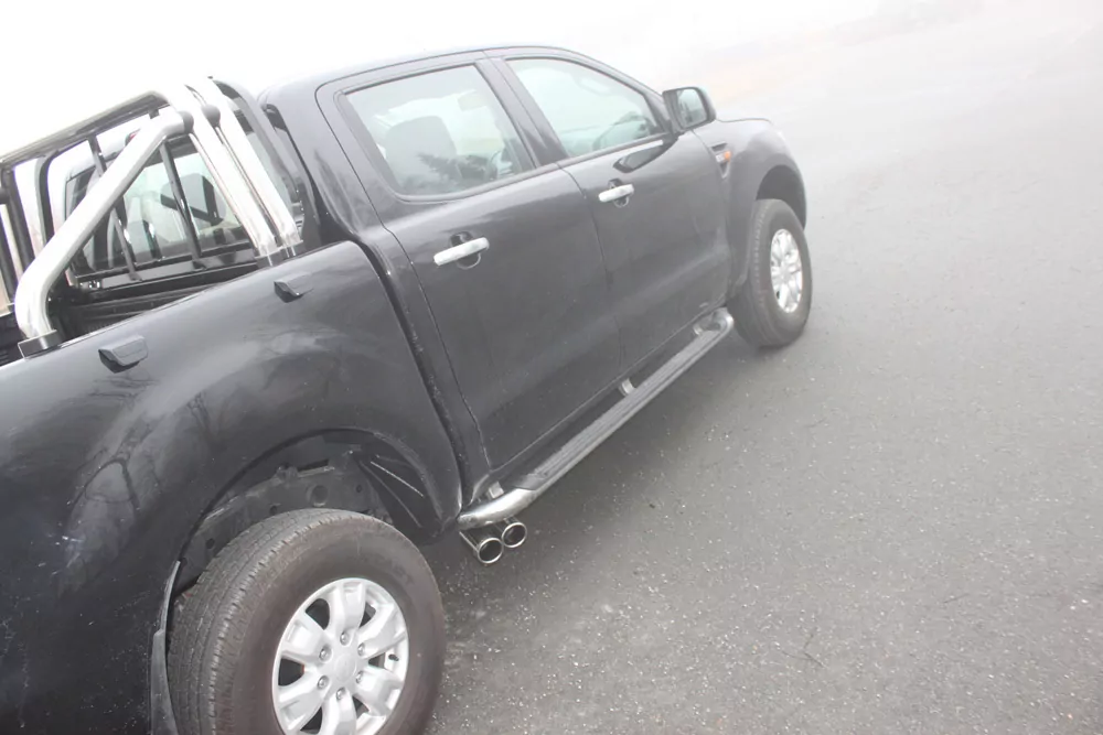Ford Ranger 2011-08/2016 - 4x4 - Doppelkabine  Endschalldämpfer Sidepipe, Ausgang rechts und links am Fahrzeug - 2x90 Typ 16 rechts/links