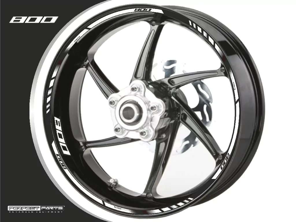 Felgenrandaufkleber für 800 ccm weiß-chrom-schwarz