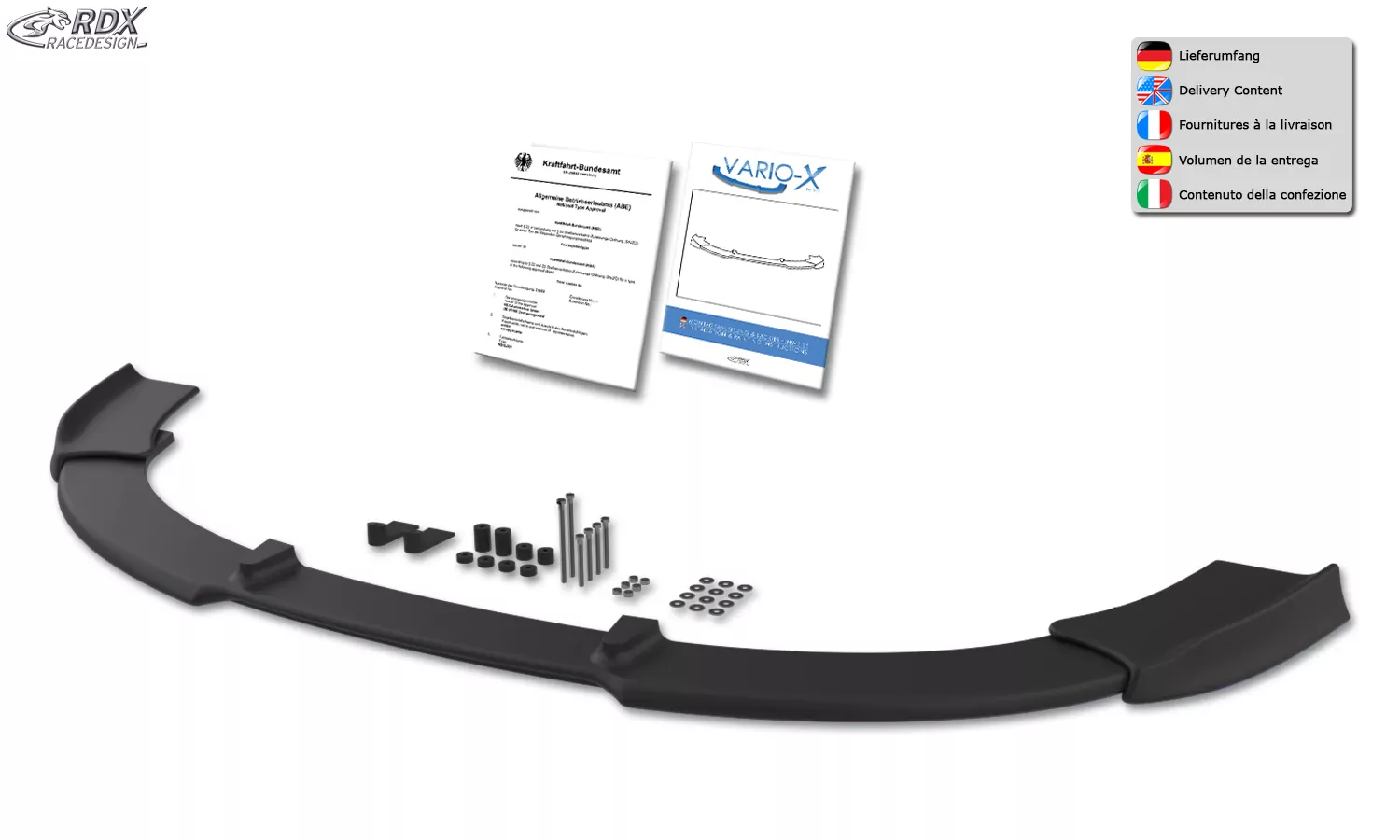RDX Frontspoiler VARIO-X für SEAT Leon 1P Facelift 2009+ für Fahrzeuge mit für SEAT Aerodynamik-Kit Frontlippe Front Ansatz Vorne Spoilerlippe