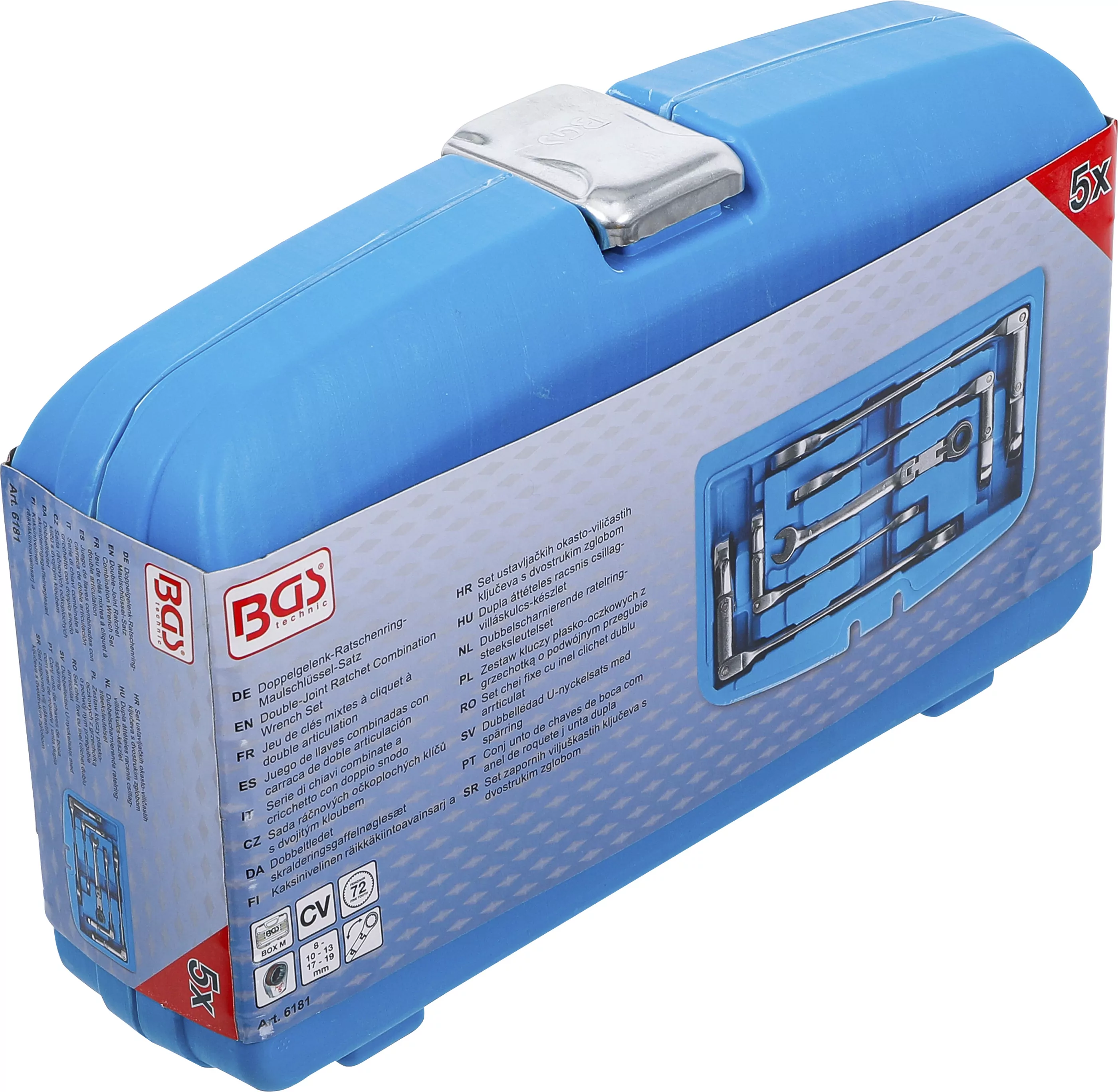 Doppelgelenk-Ratschenring-Maulschlüssel-Satz | abwinkelbar | SW 8 - 19 mm | 5-tlg.