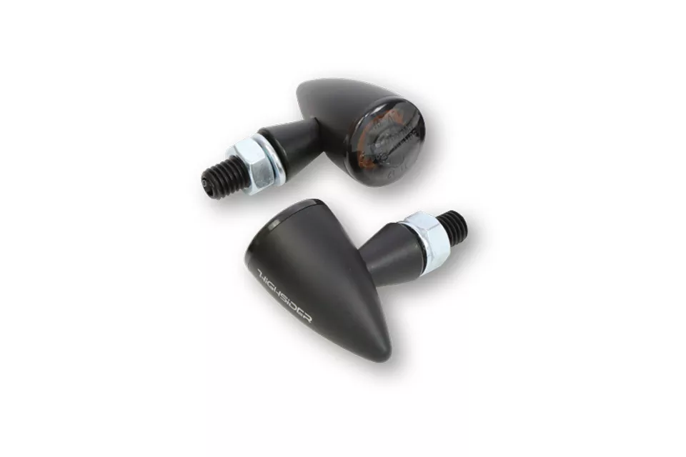 HIGHSIDER Pro Apollo Bullet LED Blinker Gehäuse Schwarz / Linse Rauchgrau (Paar), Vorn & Hinten