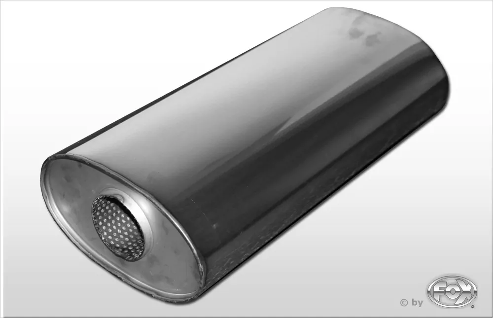 Uni-Schalldämpfer oval ohne Stutzen - Abwicklung 525  204x117mm, d1Ø 76mm, Länge: 420mm