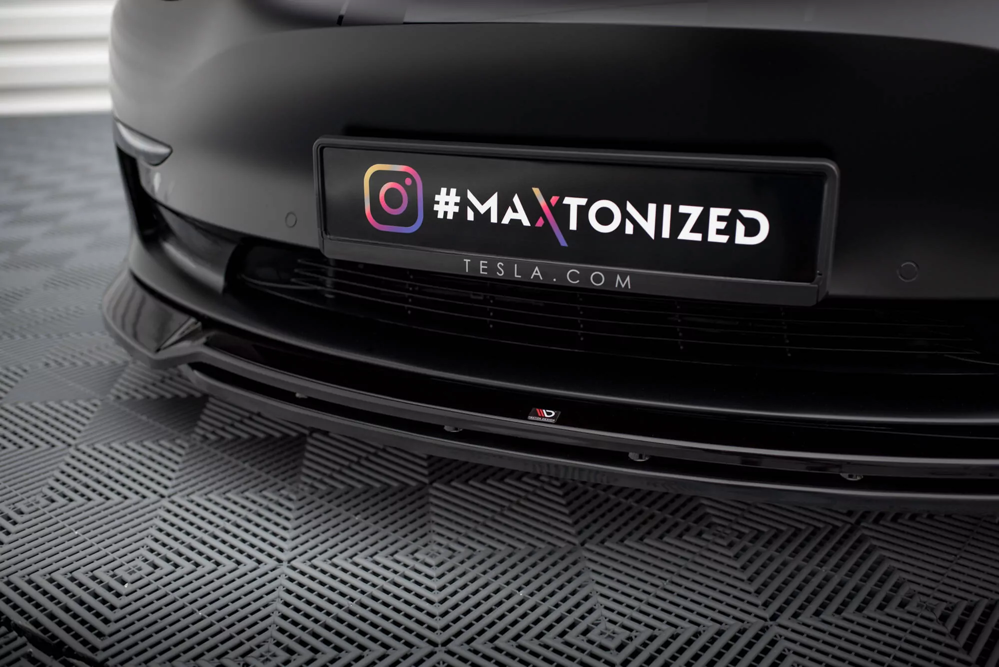 Front Ansatz V.3 Für Tesla Model 3 Schwarz Hochglanz