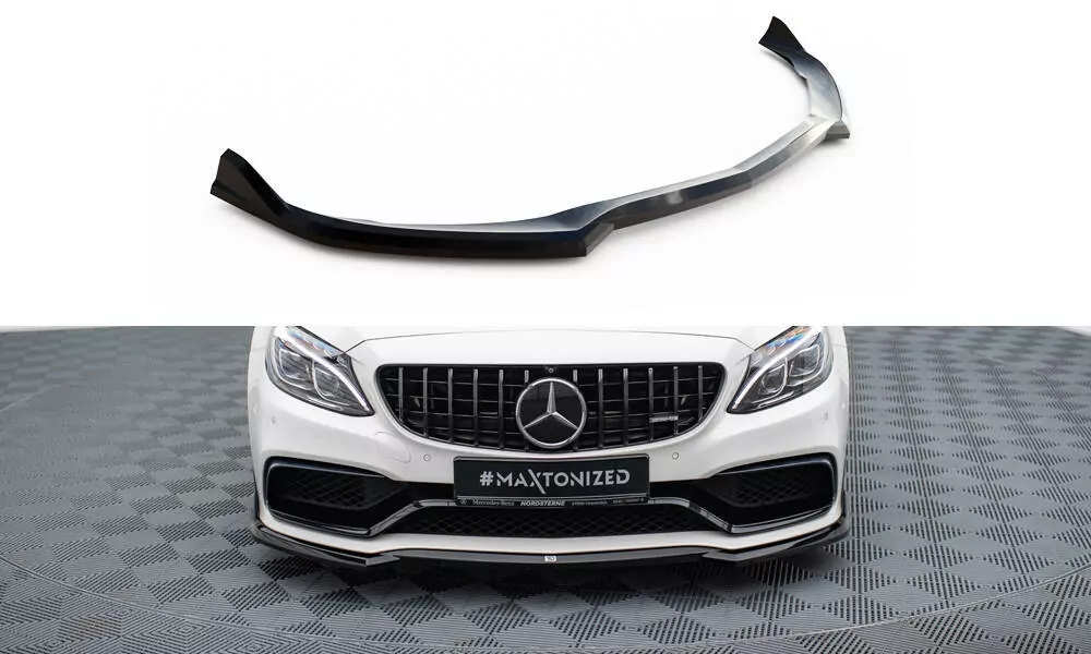 Front Ansatz V.3 Für Mercedes-AMG C63 Limousine / Kombi W205 / S205 Schwarz Hochglanz