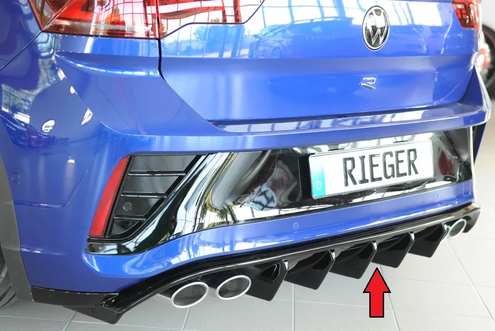 Rieger Heckeinsatz (für Fzg. mit AHK) glanz schwarz für VW T-Roc R (A1) 5-tür. 01.22- (ab Facelift)