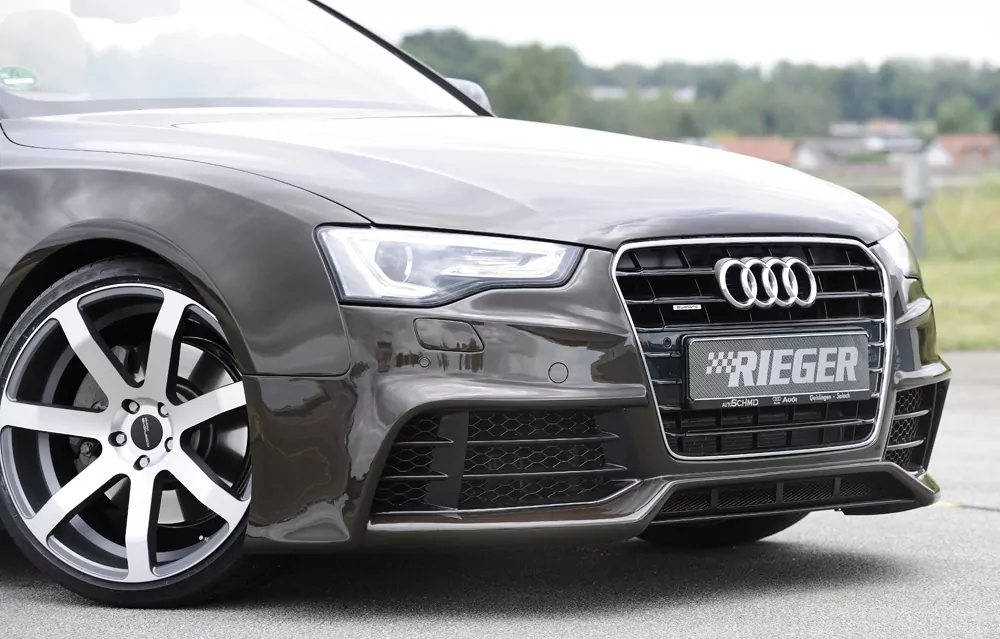 Rieger Spoilerstoßstange für Audi A5 (B8/B81) - Cabrio 10.11-06.16 (ab Facelift) carbon optik