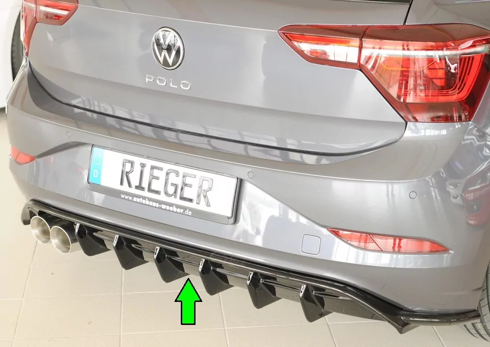 Rieger Heckeinsatz glanz schwarz für VW Polo (AW) GTI 5-tür. 06.17-05.21 (bis Facelift)