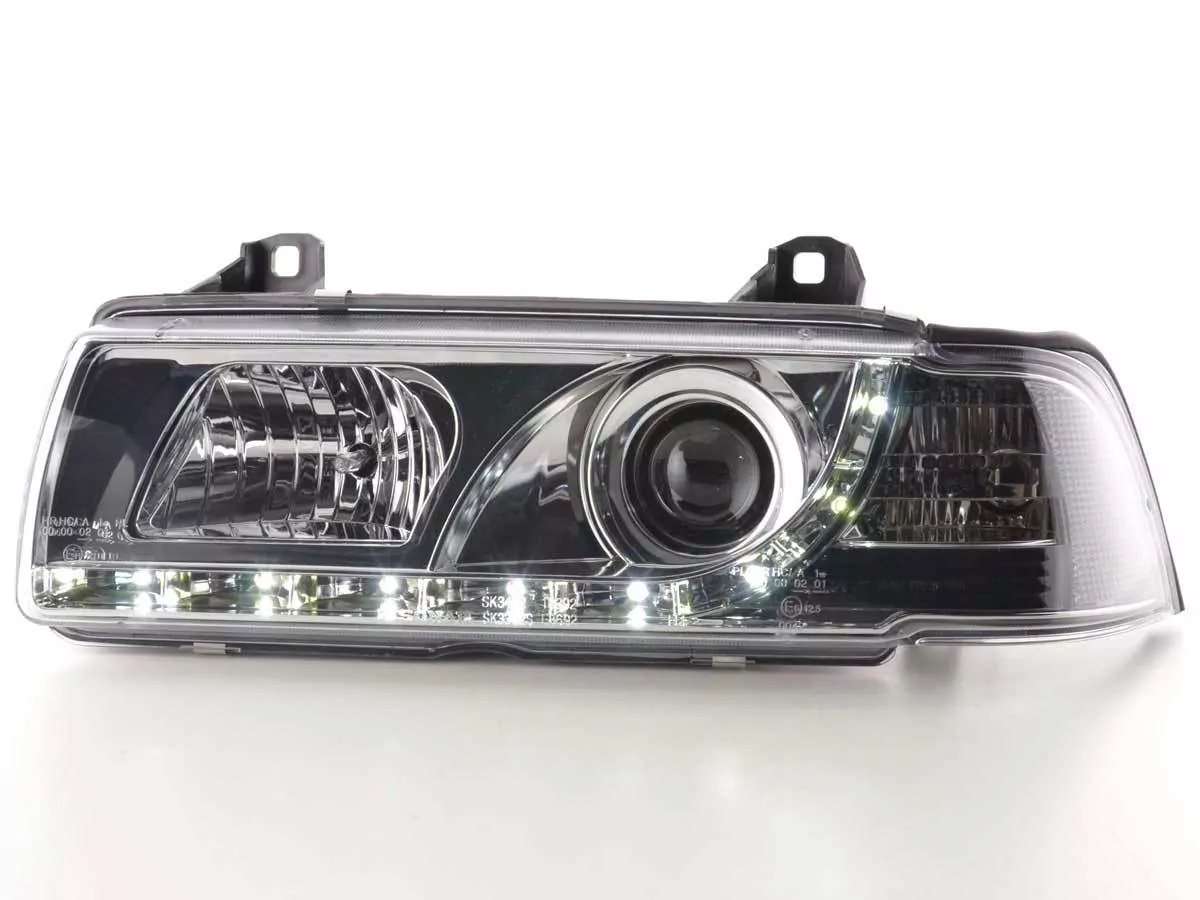 Scheinwerfer Set Daylight LED TFL-Optik BMW 3er Limo Typ E36 Bj. 92-98 chrom