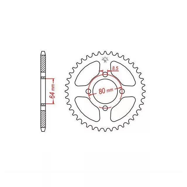 Kettenrad Stahl 45 Zähne Teilung 428 schwarz
