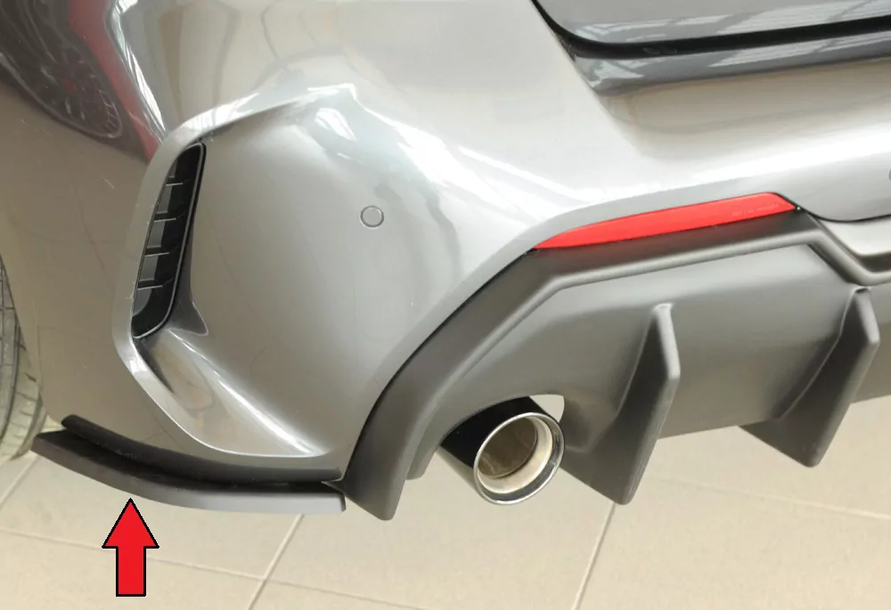 Rieger Heckschürzenansatz seitlich links matt schwarz für BMW 1er F40  (F1H) Schrägheck / 4-tür. 07.19-