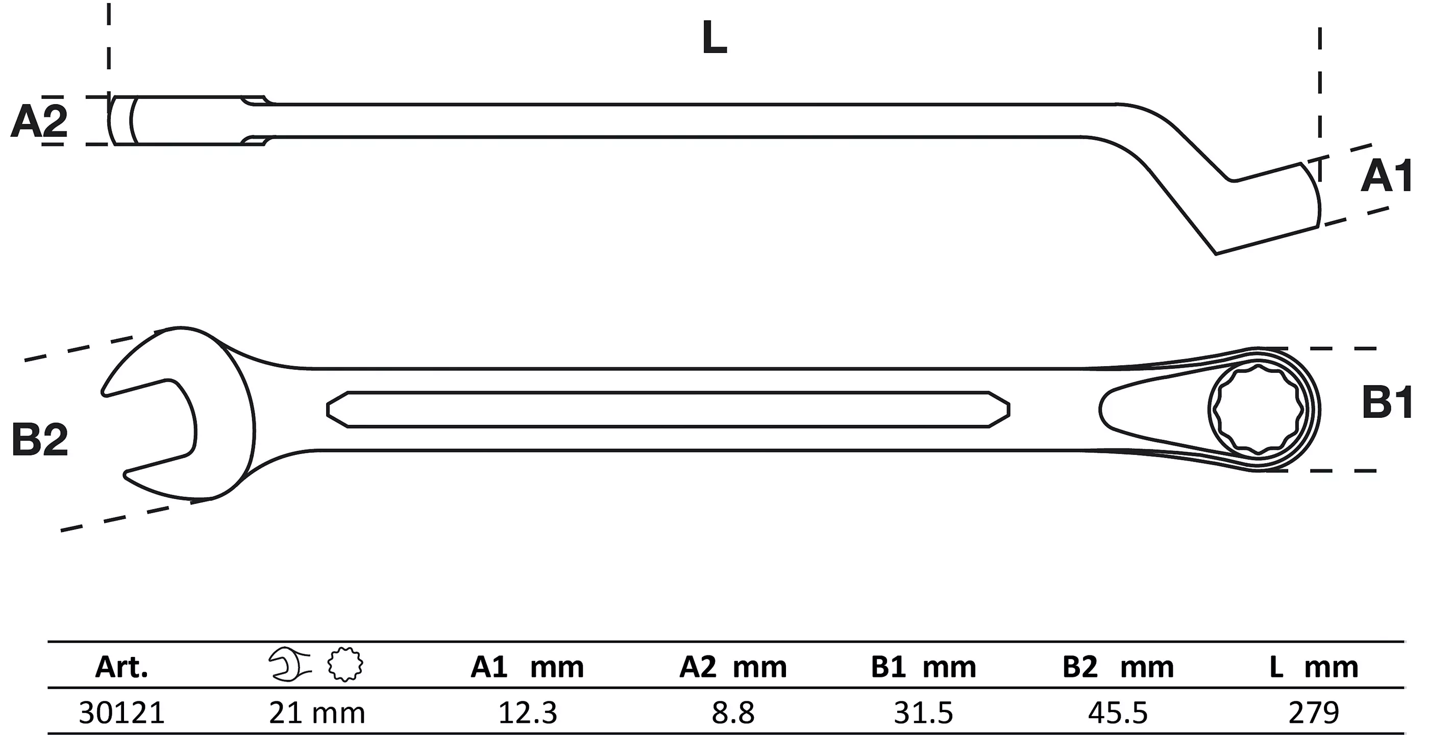 Maul-Ringschlüssel, gekröpft | SW 21 mm