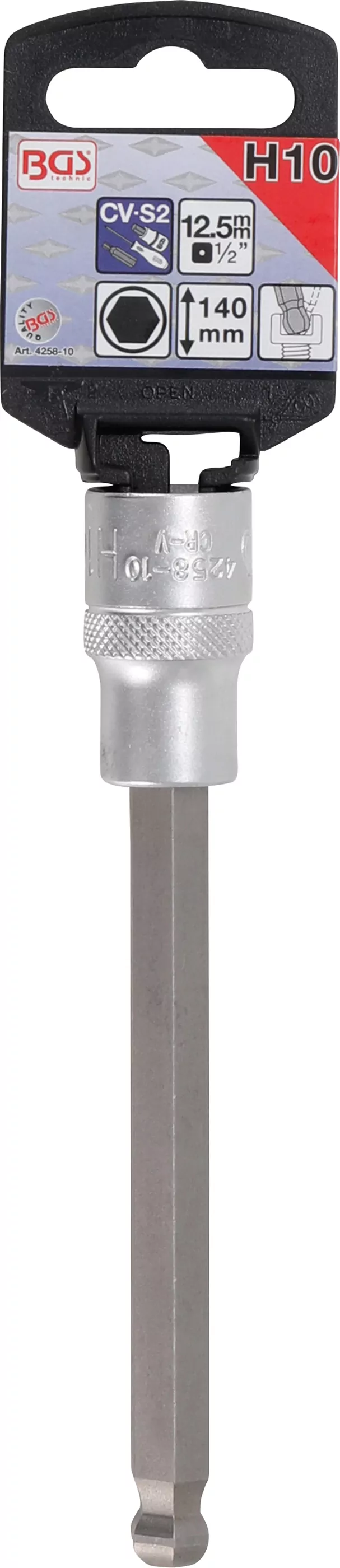 Bit-Einsatz | Länge 140 mm | Antrieb Innenvierkant 12,5 mm (1/2") | Innensechskant mit Kugelkopf 10 mm