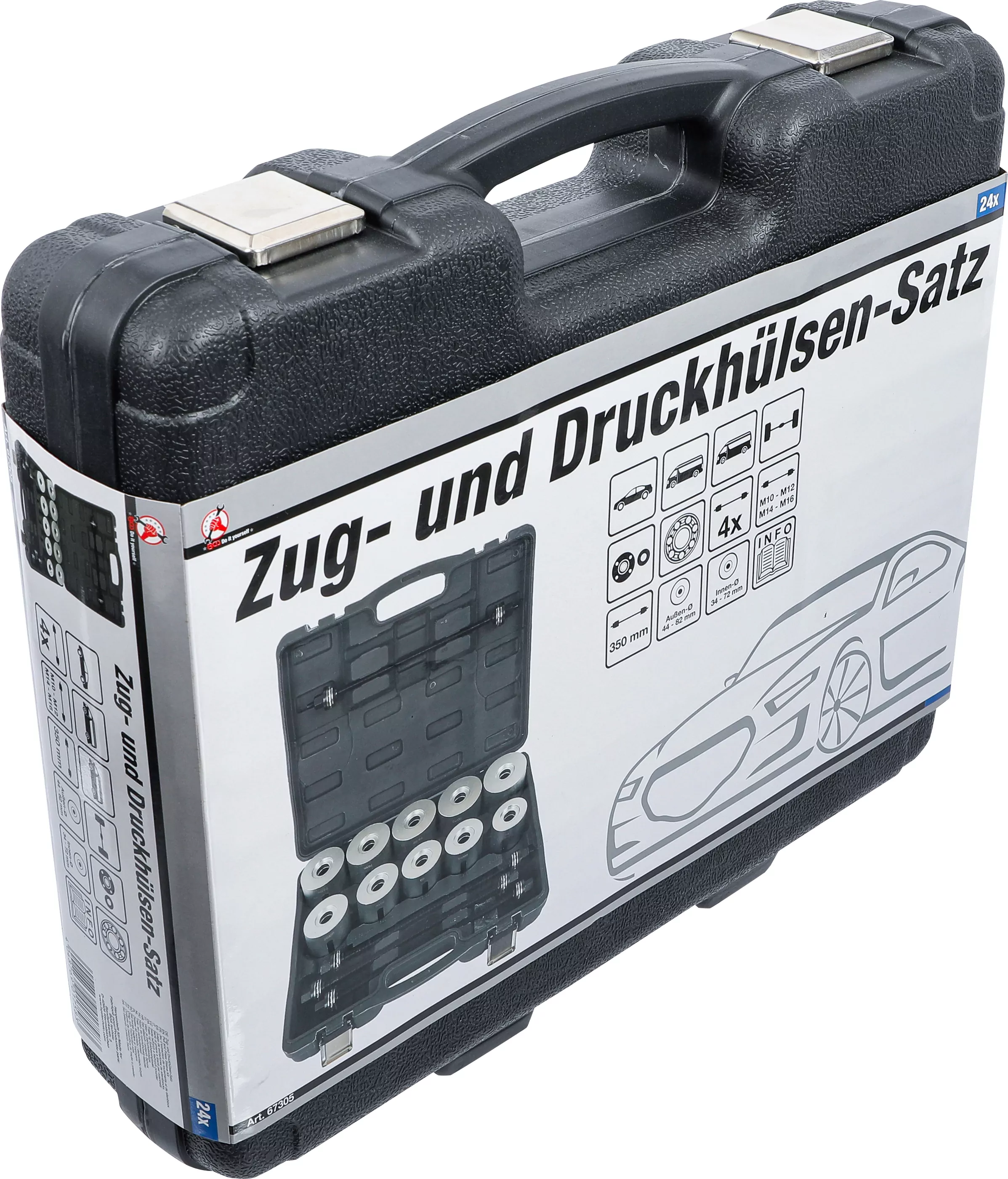 Zug- und Druckhülsen-Satz | mit 4 Spindeln | 24-tlg.