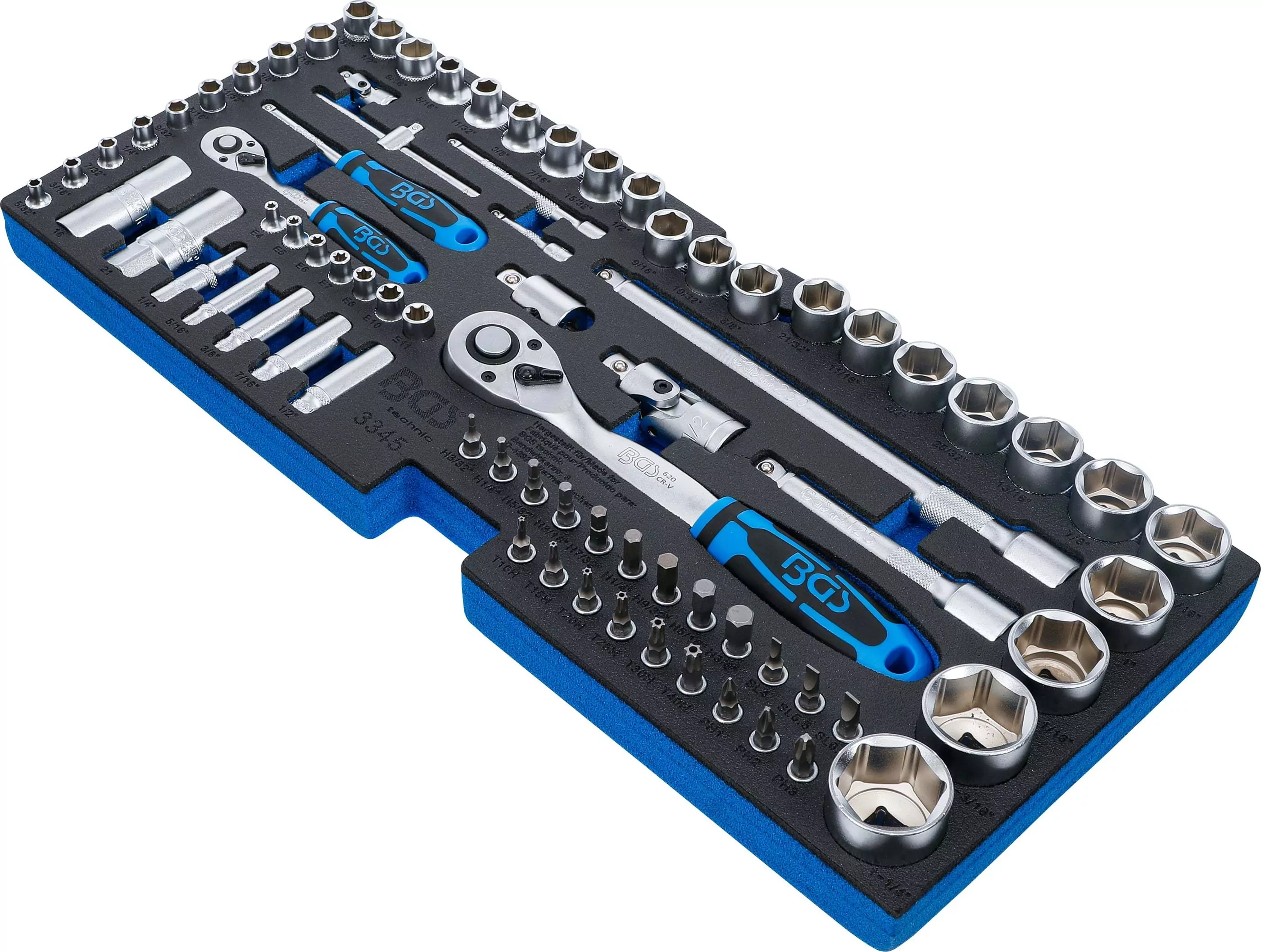 Schaumeinlage für Art. 3312: Steckschlüsselsatz | 6,3 mm (1/4") / 12,5 mm (1/2") | Zollgrößen | 78-tlg.