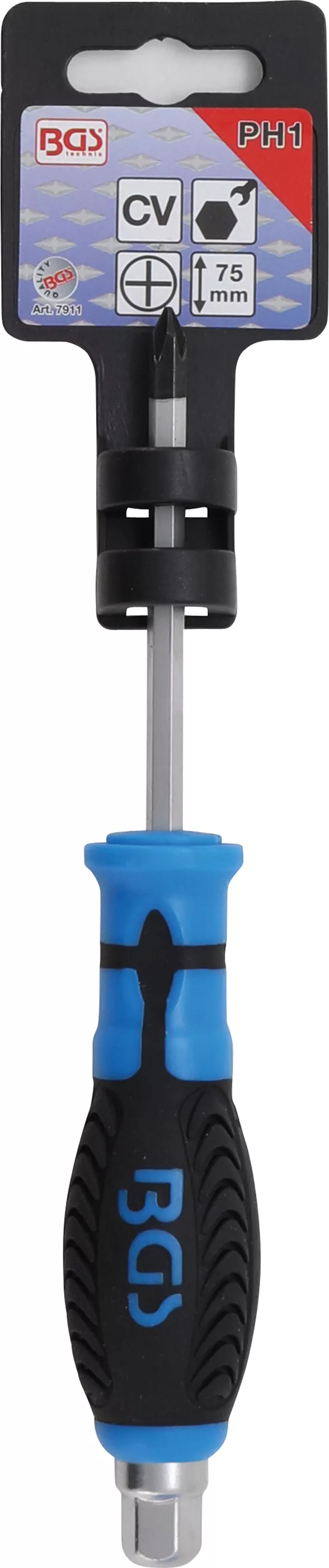 Schraubendreher, Klinge mit Sechskant-Profil | Kreuzschlitz PH1 | Klingenlänge 75 mm