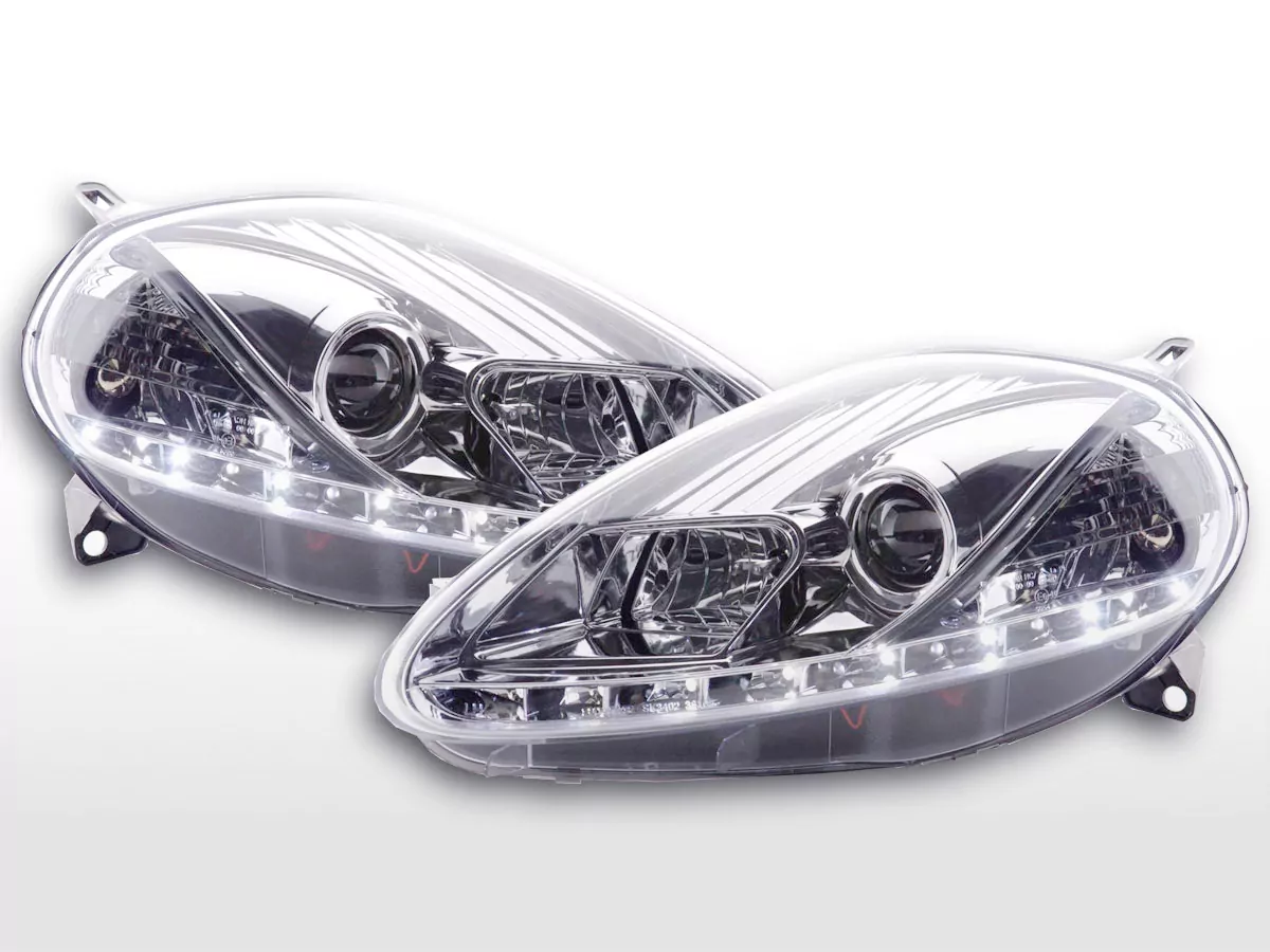 Scheinwerfer Set Daylight LED TFL-Optik Fiat Grande Punto Typ 199 Bj. 08- chrom