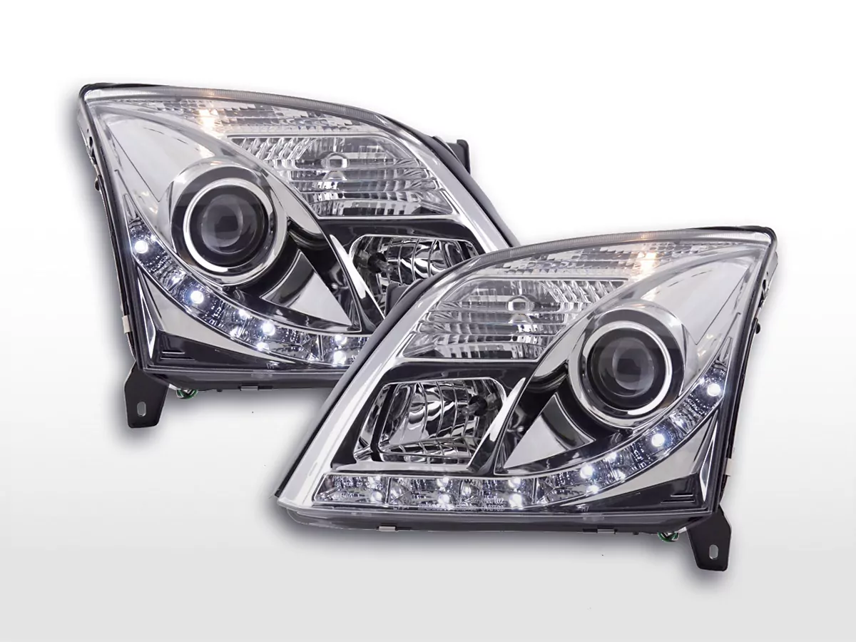 Scheinwerfer Set Daylight LED TFL-Optik Opel Vectra C Bj. 02-05 chrom