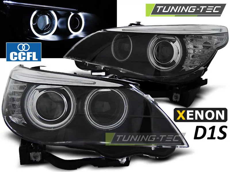 XENON HEADLIGHTS D1S ANGEL EYES CCFL BLACK fits BMW E60/E61 05-07
