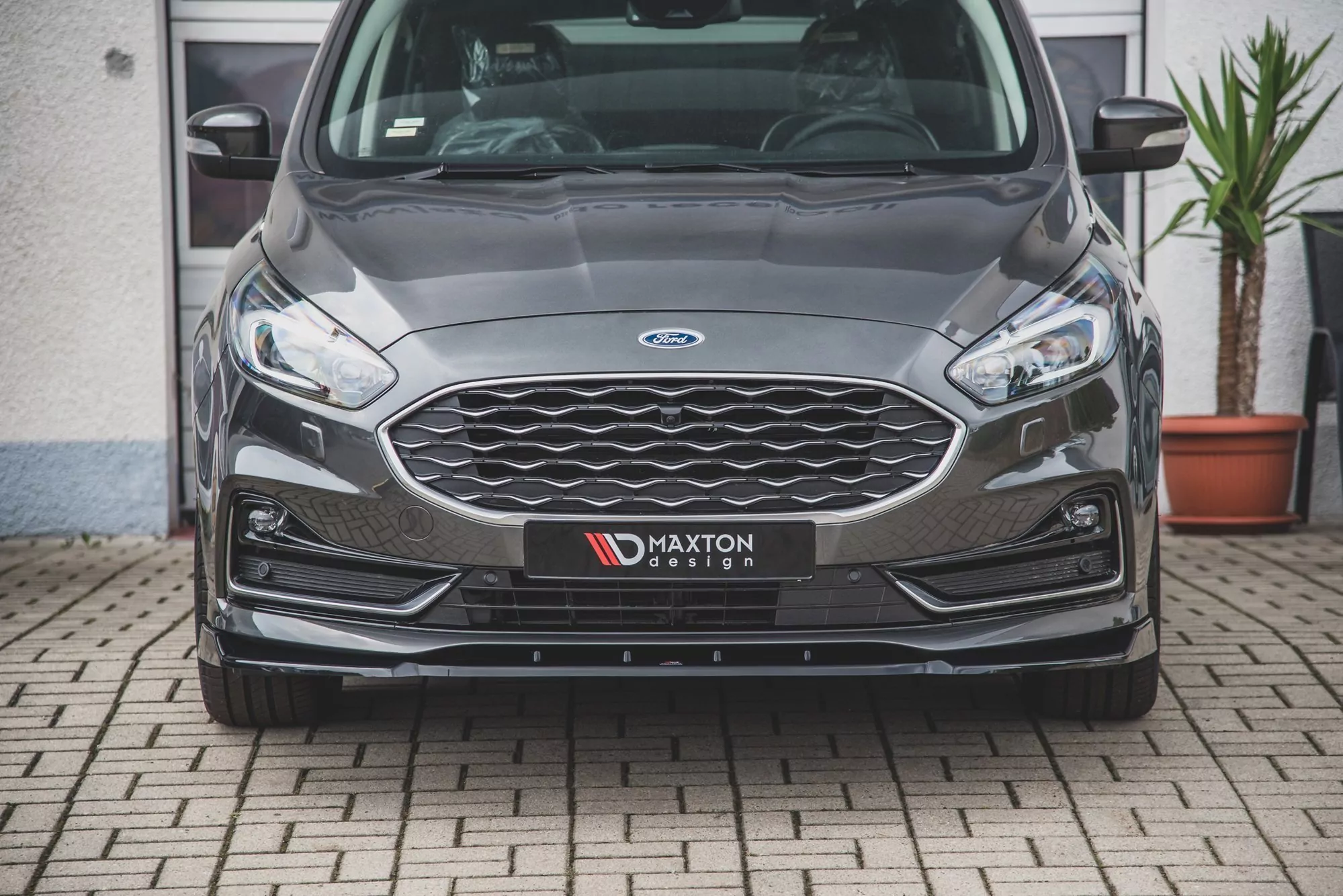 Front Ansatz Passend Für Ford S-Max Mk2 Facelift Schwarz Hochglanz