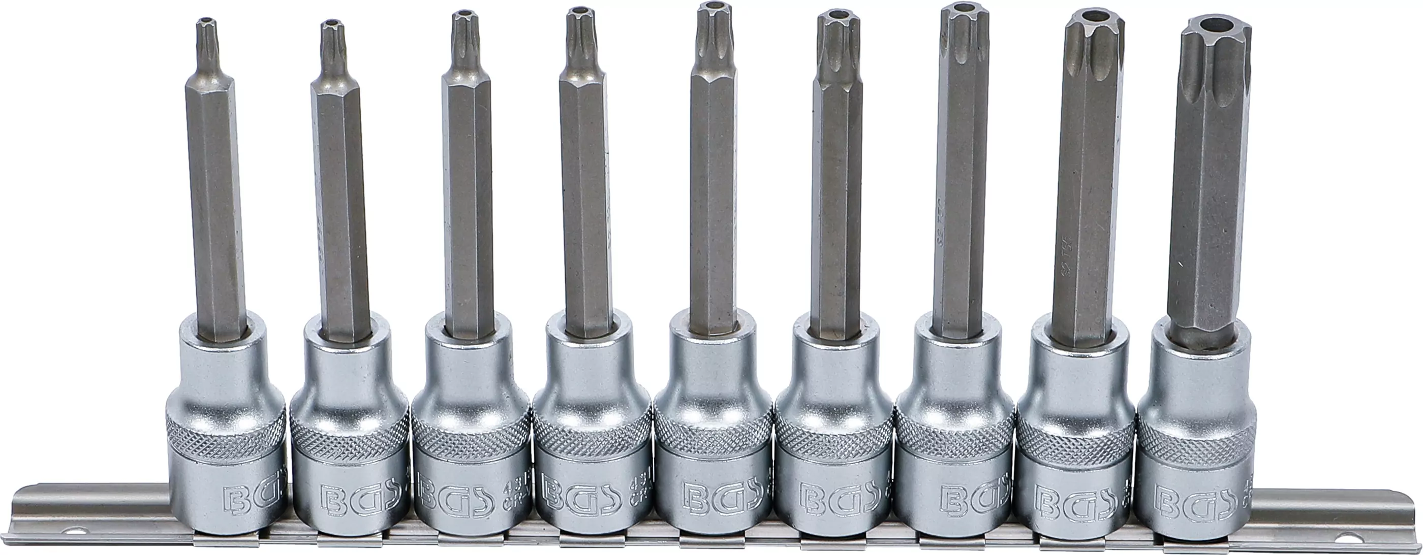 Bit-Einsatz-Satz | Antrieb Innenvierkant 12,5 mm (1/2") | T-Profil (für Torx) mit Bohrung | 9-tlg.