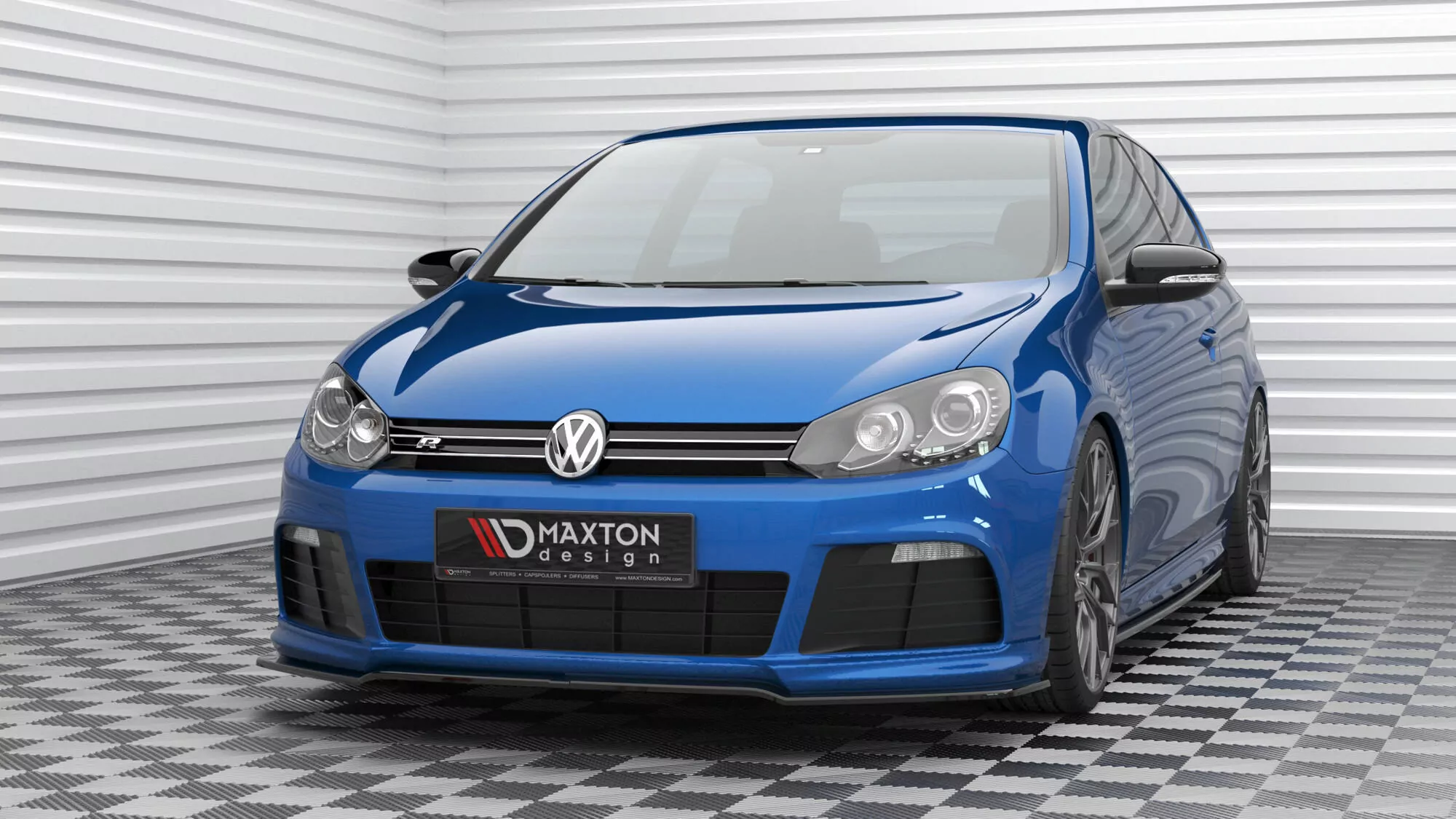 Front Ansatz V.2 Für Volkswagen Golf R Mk6 Schwarz Hochglanz