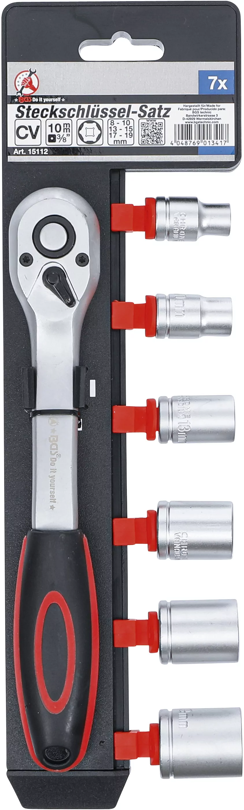 Steckschlüssel-Satz | Antrieb 10 mm (3/8") | SW 8 - 19 mm | 7-tlg.