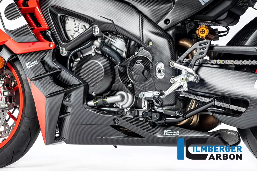 Ilmberger Carbon Motorspoiler komplett lange Version matt für Aprilia Tuono V4 2021-
