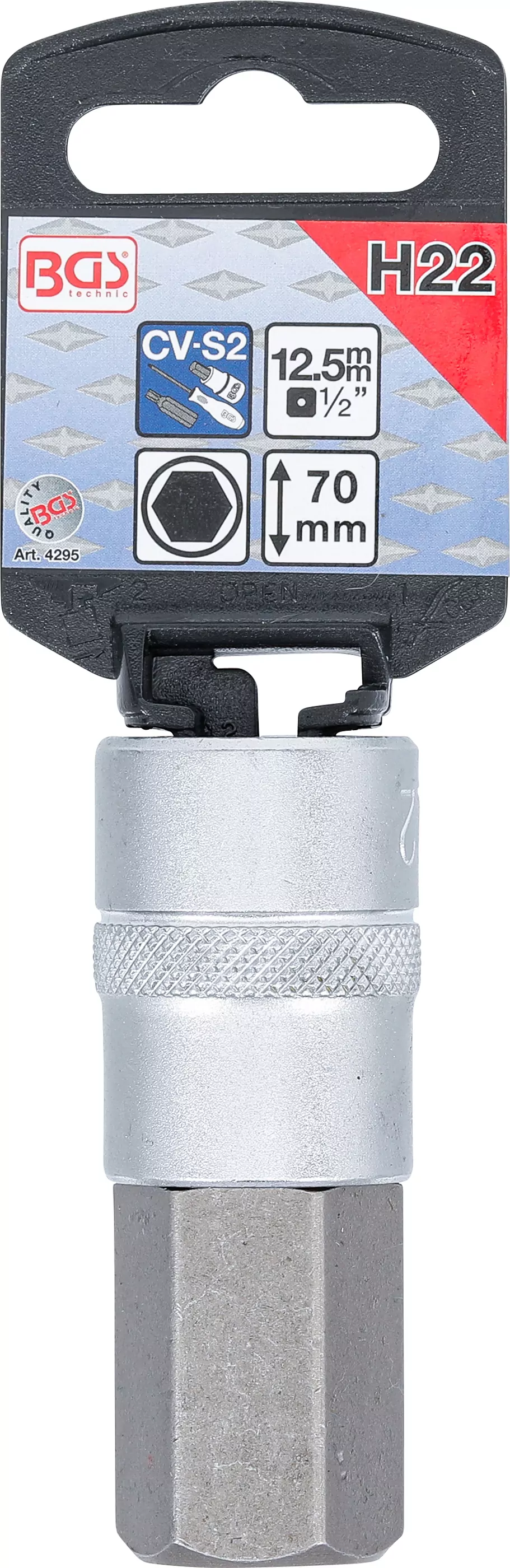 Bit-Einsatz | Länge 70 mm | Antrieb Innenvierkant 12,5 mm (1/2") | Innensechskant 22 mm