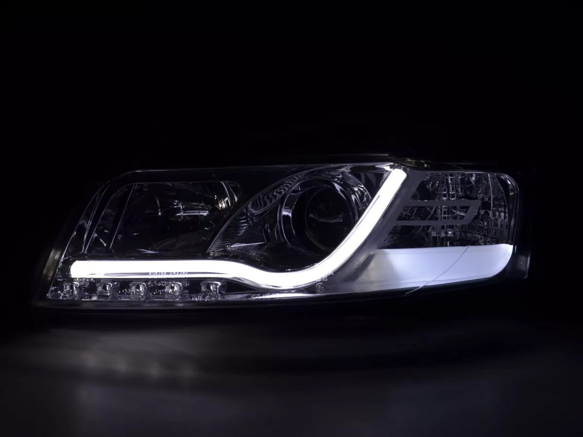 Scheinwerfer Set Daylight LED TFL-Optik Audi A4 Typ 8E Bj. 01-04 chrom für Rechtslenker
