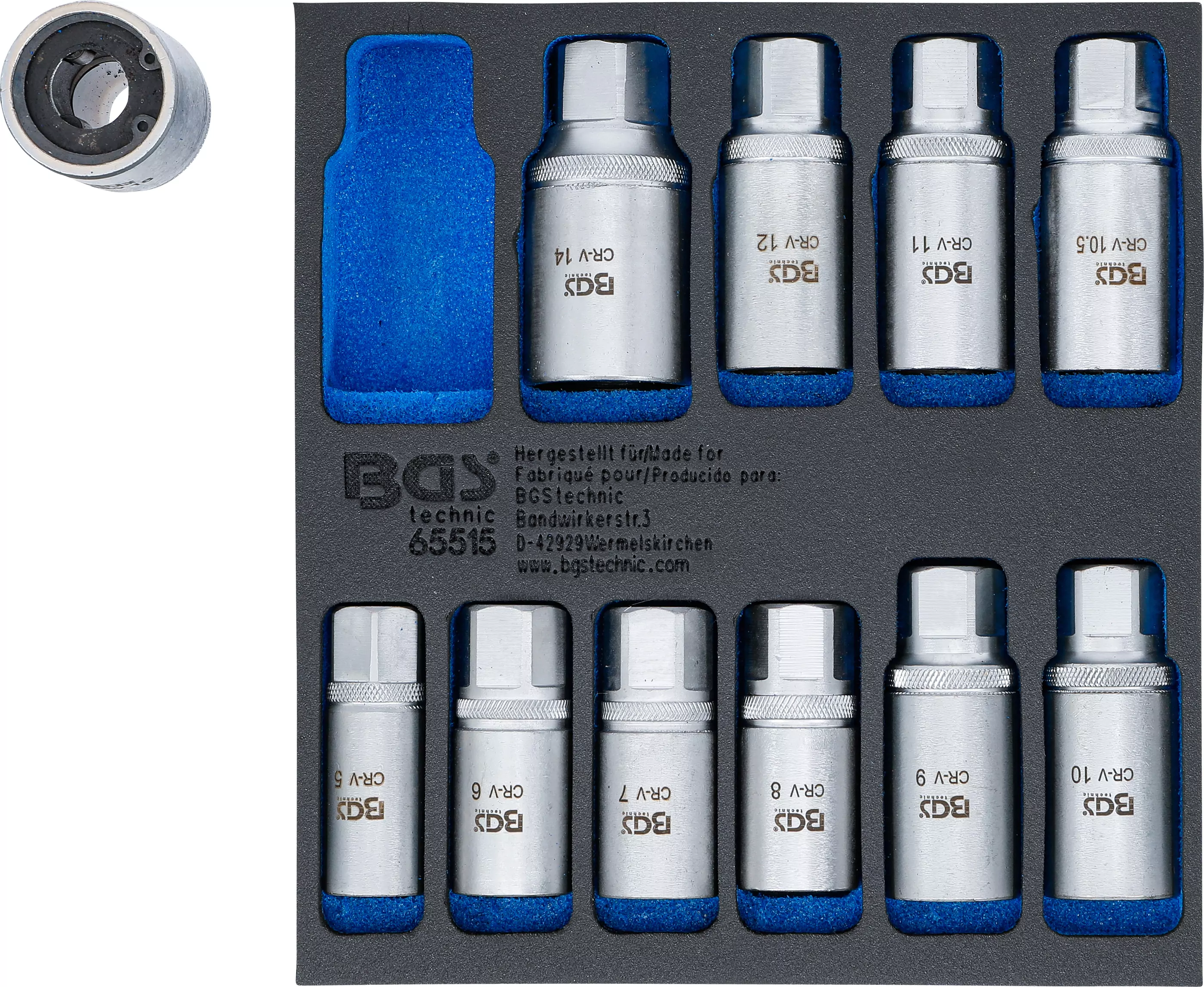 Werkstattwageneinlage 1/6: Stehbolzen-Ausdreher-Satz | 5 - 16 mm | 11-tlg.