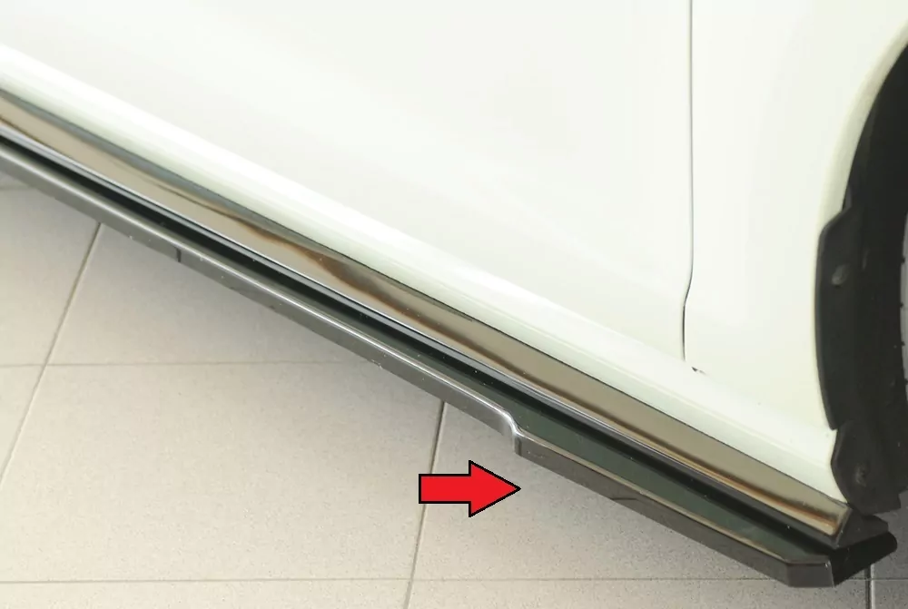 Rieger Seitenschweller rechts ansatz (ca. 19mm) glanz schwarz für VW Golf 7 R-Line 5-tür. 02.17- (ab Facelift)
