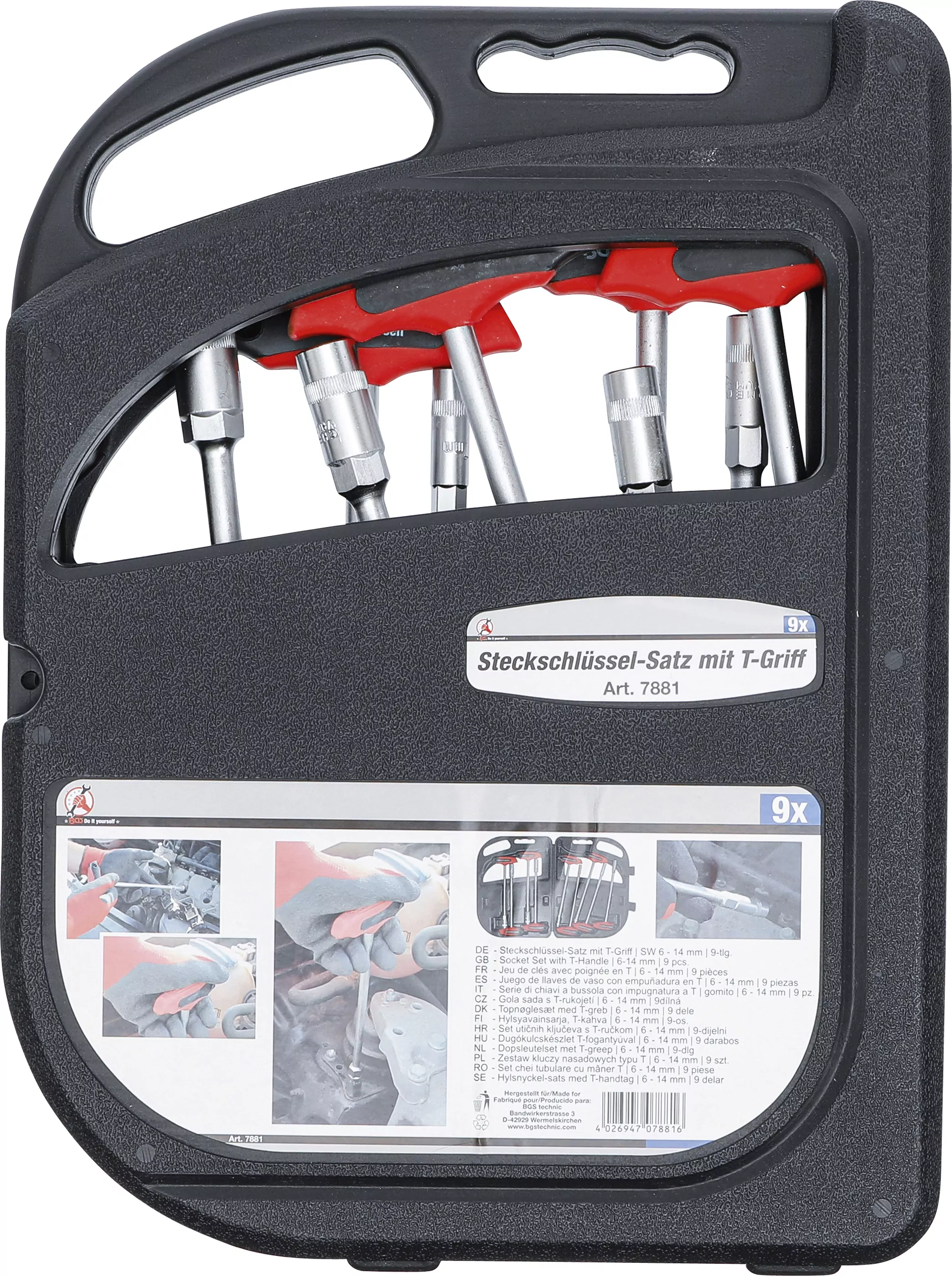 Steckschlüssel-Satz mit T-Griff | SW 6 - 14 mm | 9-tlg.