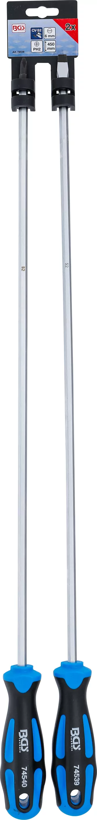 Schraubendreher-Satz | extra lang | Schlitz, Kreuzschlitz PH | 2-tlg.